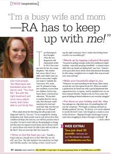 RA Chick in arthritis health monitor magazine feature article